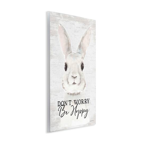 Stupell Industries Don't Worry Be Hoppy Easter Bunny Rabbit Pun Wall Plaque Art